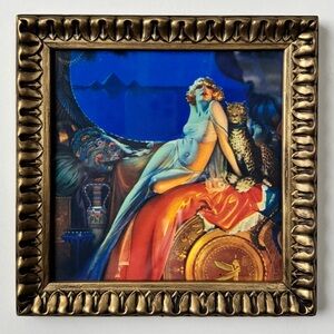 Art deco pin up wall art Rolf Armstrong “Cleopatra” in vintage gilded wood frame